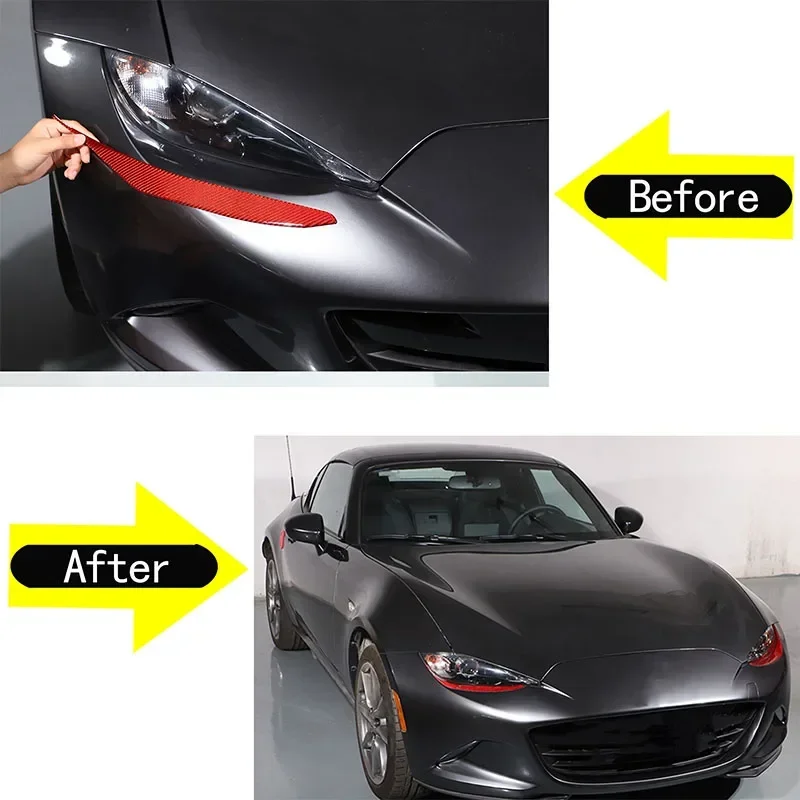 

2 шт., мягкое углеродное волокно для 2016-2025 + Mazda MX-5, автомобильная фара, нижняя накладка для бровей, наклейка, аксессуары для защиты экстерьера