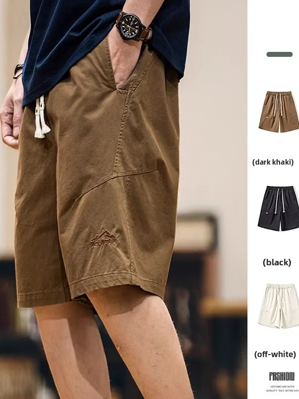 

American Style Retro Workwear Shorts Men Summer 2025 New Casual Embroidered Five-Point Loose Fit Youthful Energy Style Shorts