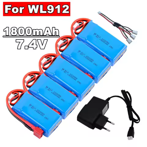 7.4V 1800MAH Lithium Battery 25C 2S Model Ship Battery Suitable For WL912 Remote Control Ship Large Capacity Battery
