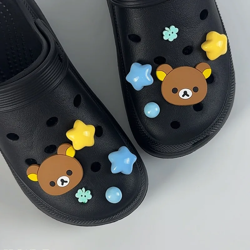 10PCS Summer Fashion Shoe Charms Set Accessories for Clogs Shoe Buckle  Cute Resin Bear Pentagram DIY Shoes Decorations
