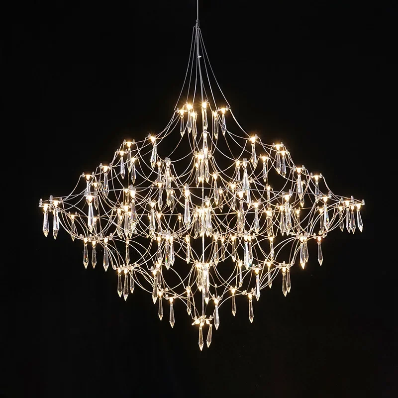 Crystal Chandelier  Living Room Dining Bedroom Hanging Lamps For Ceiling Golden Lustre Design Modern Home Led Suspension Lamp