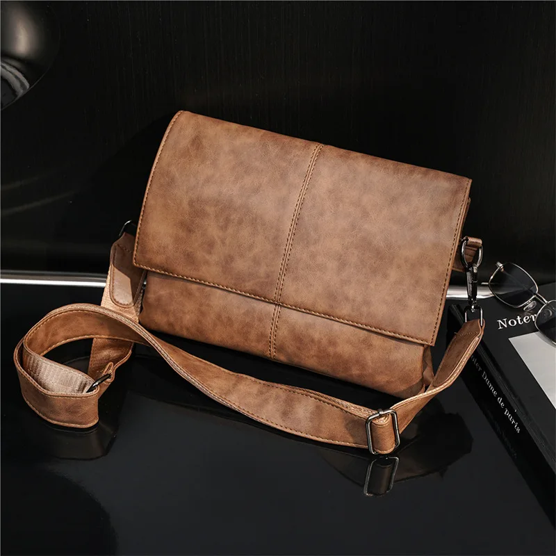 Bolsos de hombro de cuero para hombres, bolso cruzado Retro, bolso de mensajero multifuncional, bolso lateral de moda para hombres, envío gratis