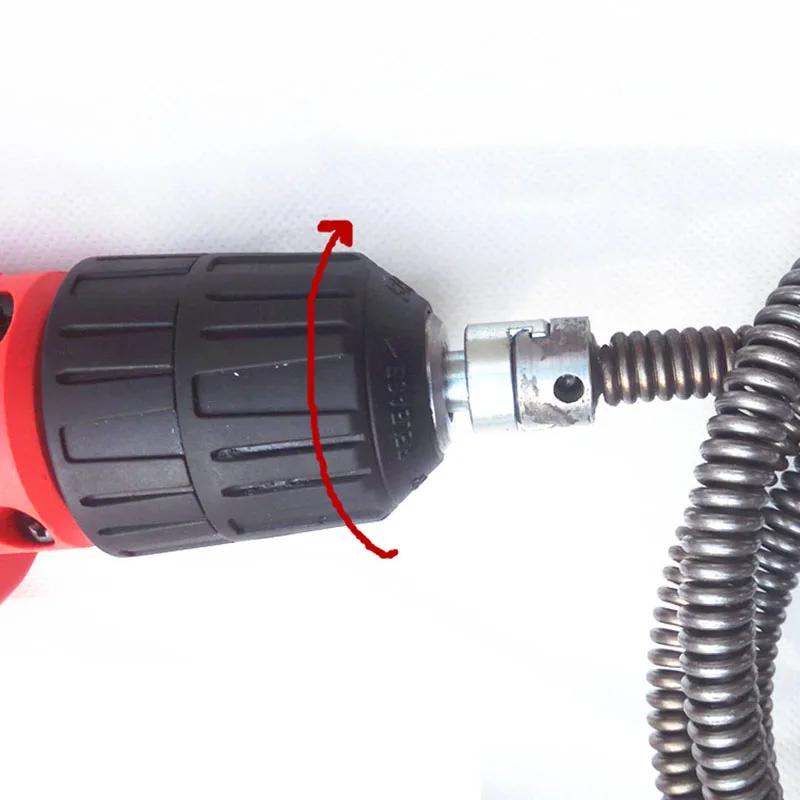 5M Sewer Dredging Spring Electric Drill Drain Cleaner Machine Extension Sewer Pipe Dredger Cleaning Spring With 10MM Connector
