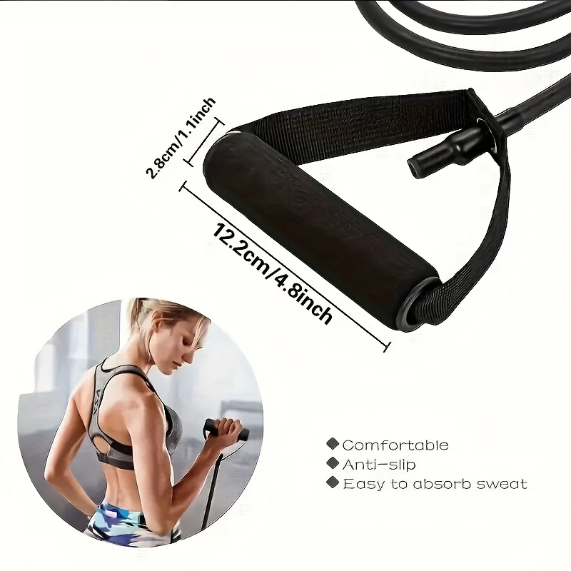 Strengthen Your Muscles with This Durable Yoga Resistance Band - Non-Slip Foam Handle, Gym Sports Fitness Workouts Equipment