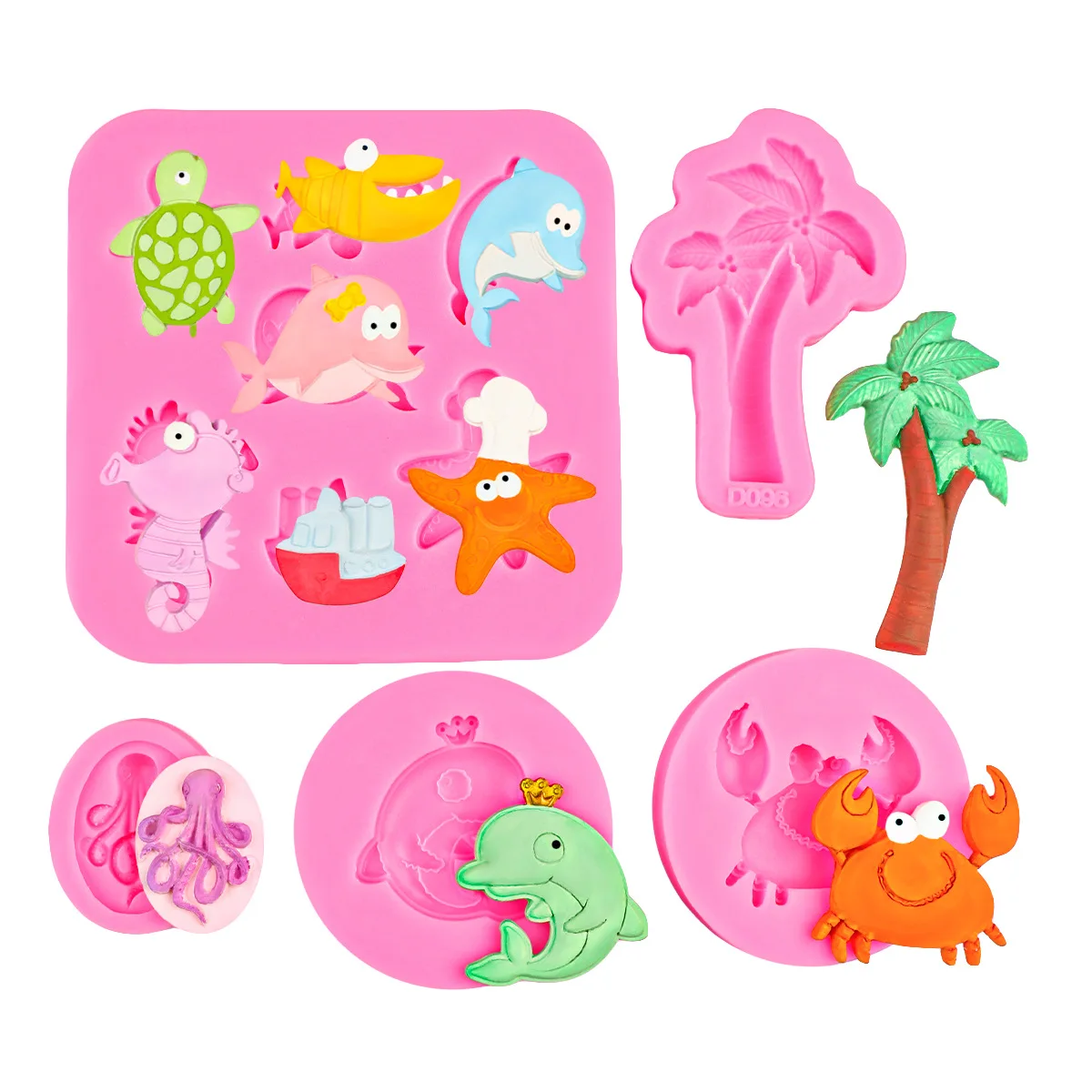 Sea Turtles, Crabs, Octopuses and Other Marine Animals, Fondant Coconut Tree Cake Decoration Silicone Mold 15-105