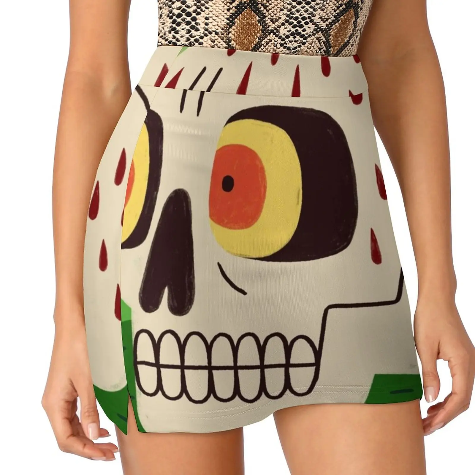 Skull Women's skirt With Pocket Vintage Skirt Printing A Line Skirts Summer Clothes Skull Blood Fear Spooky Funny Skeleton