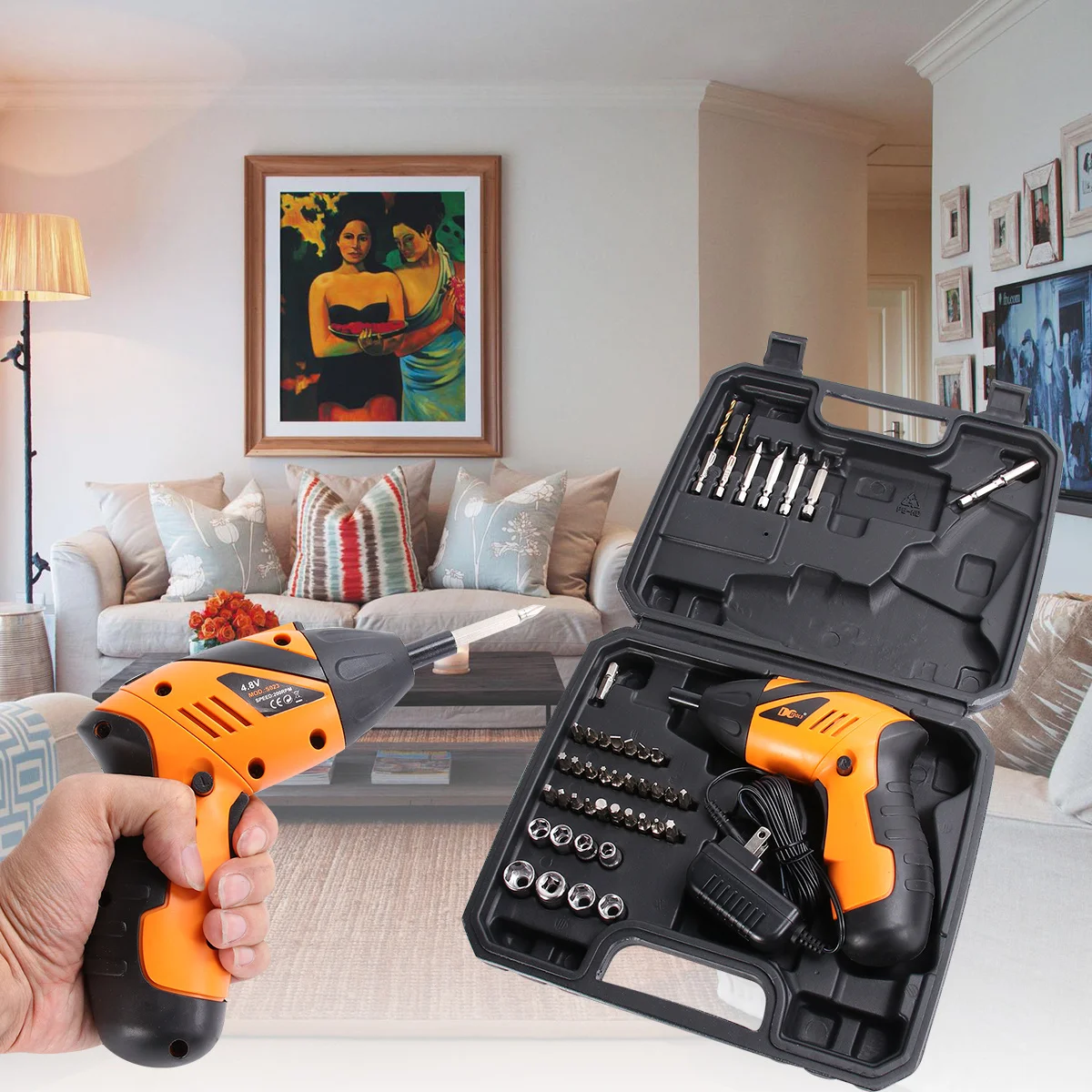 

Small Mini Electric Screwdriver Drill Set Rechargeable Handheld Drill Kit Rotary Screwdriver Us Plug Durable Practical