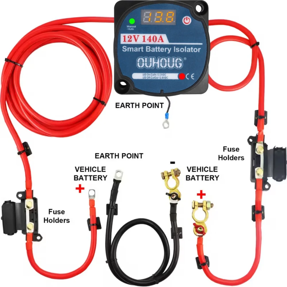 VEVOR Split Charge Relay Kit 12V Automatic Battery Isolator Kit 12V AMP VSR 110Amp For Car Truck Caravan Camper Yacht Boats