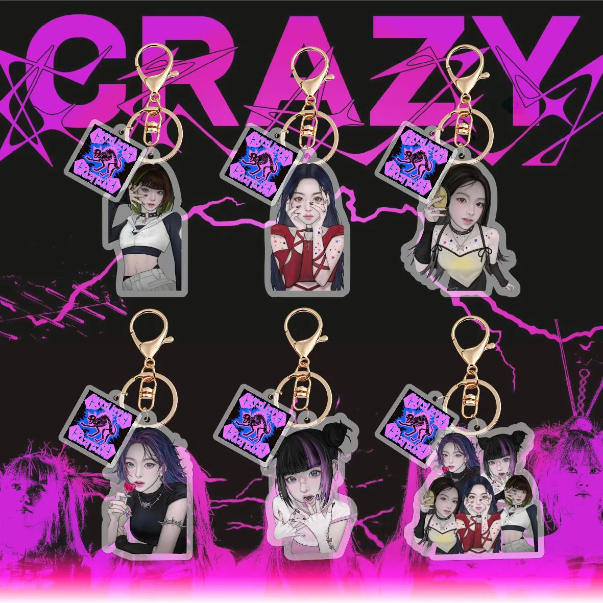 5CM Kpop Idols KAZUHA EUNCHAE Keychain 2pcs/Set Character Printing Acrylic Pendant Backpack Accessories KIM CHAEWON Fans Gift