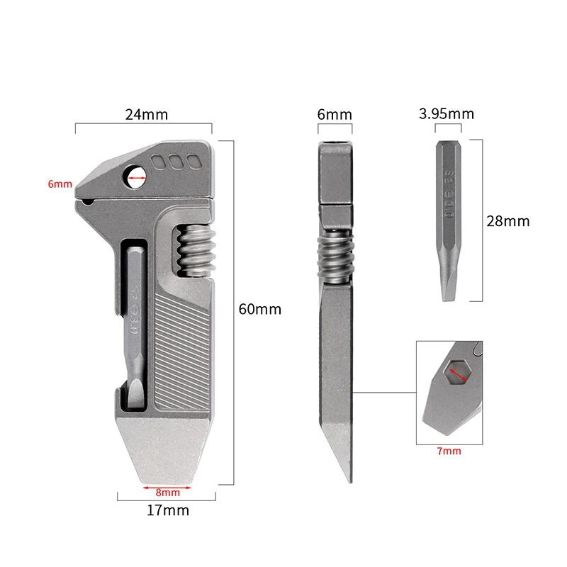 Titanium Alloy Multifunctional Movable Opening Wrench Mini Portable Edc Tool Bottle Opener Portable Equipment Key Pendant