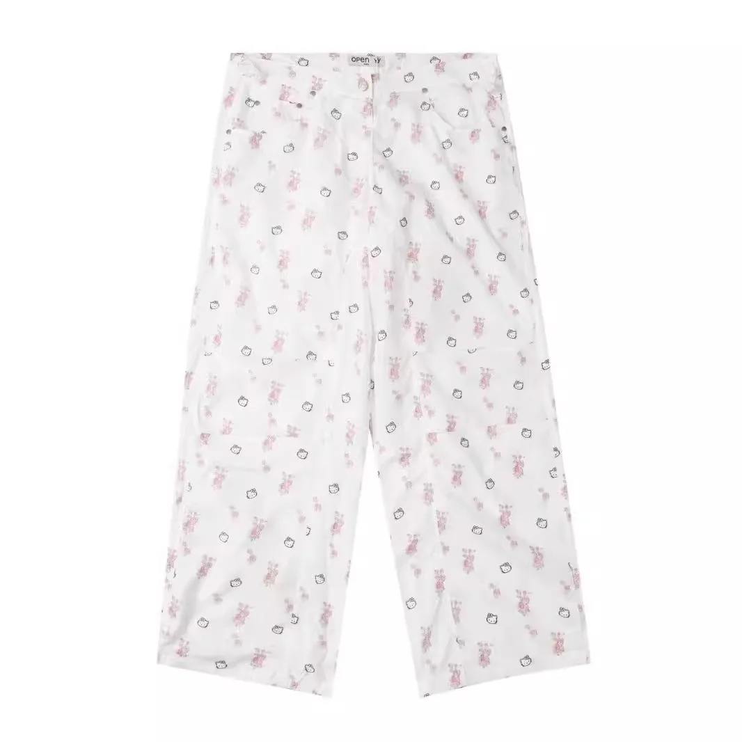 OPEN YY work pants 2025 fashion new floral work casual pants loose landing paratrooper