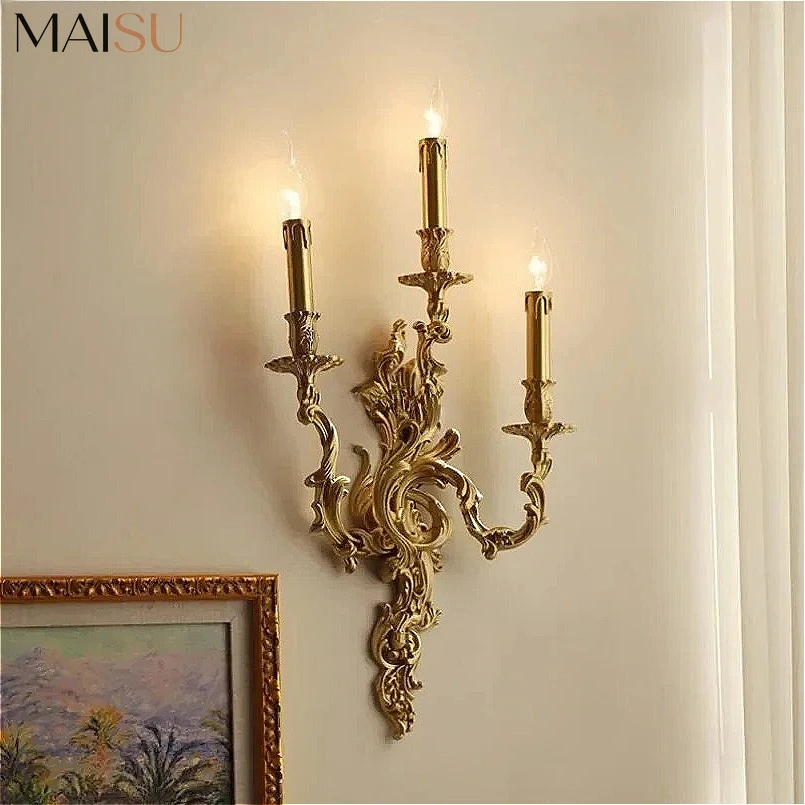 MAISU Copper Wall Lamps Living Dining Room Bedroom Bedside Lights Corridor Retro Loft Villa Home Decor Wall Sconce Lighti