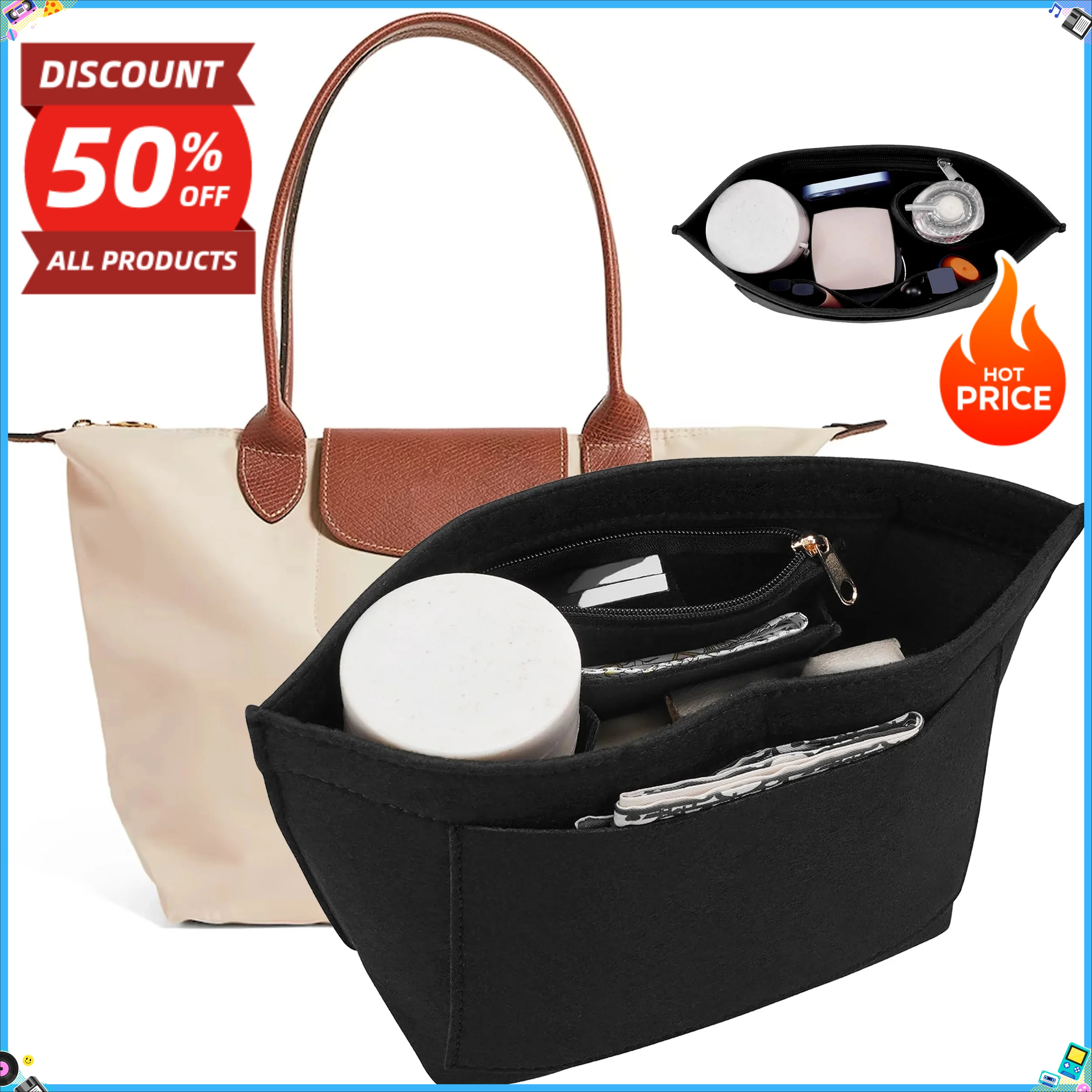 حقيبة منظم حقيبة يد بطانة حقيبة ورأى إدراج حقيبة ماكياج حمل حقيبة داخلية حقيبة السفر المحمولة إدراج محفظة المنظم حجم كبير