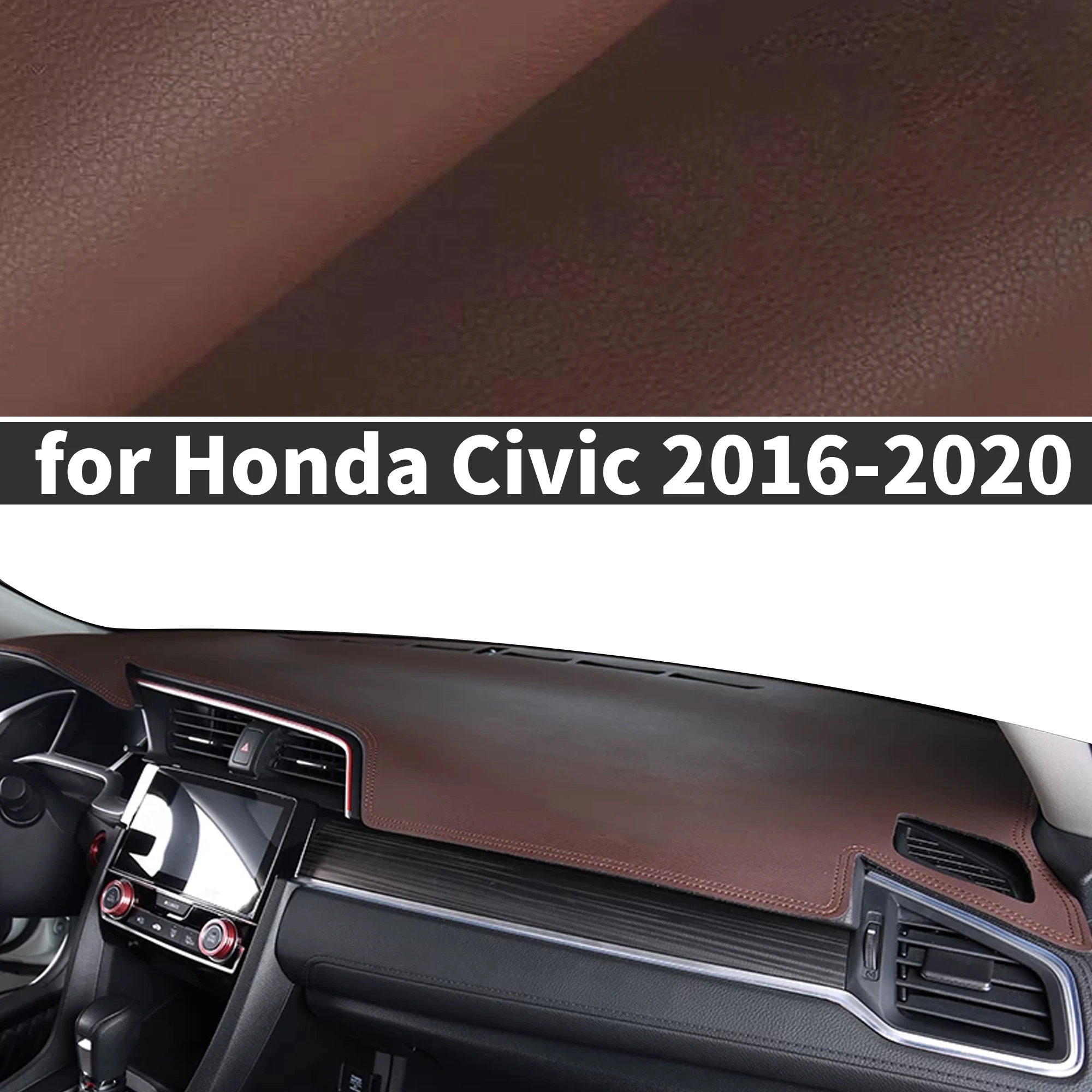for Honda Civic 10th 2016-2020 Custom fit Dashboard Cover Sun Shade Dash Mat Anti‑Glare Anti‑Reflection Carpet Dash Pad Dashmat