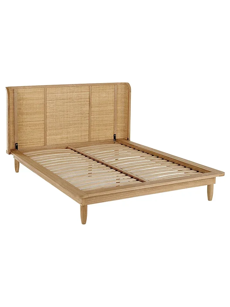Southeast Asian Style Solid Wood Bed Rattan Double Bed Rattan Furniture