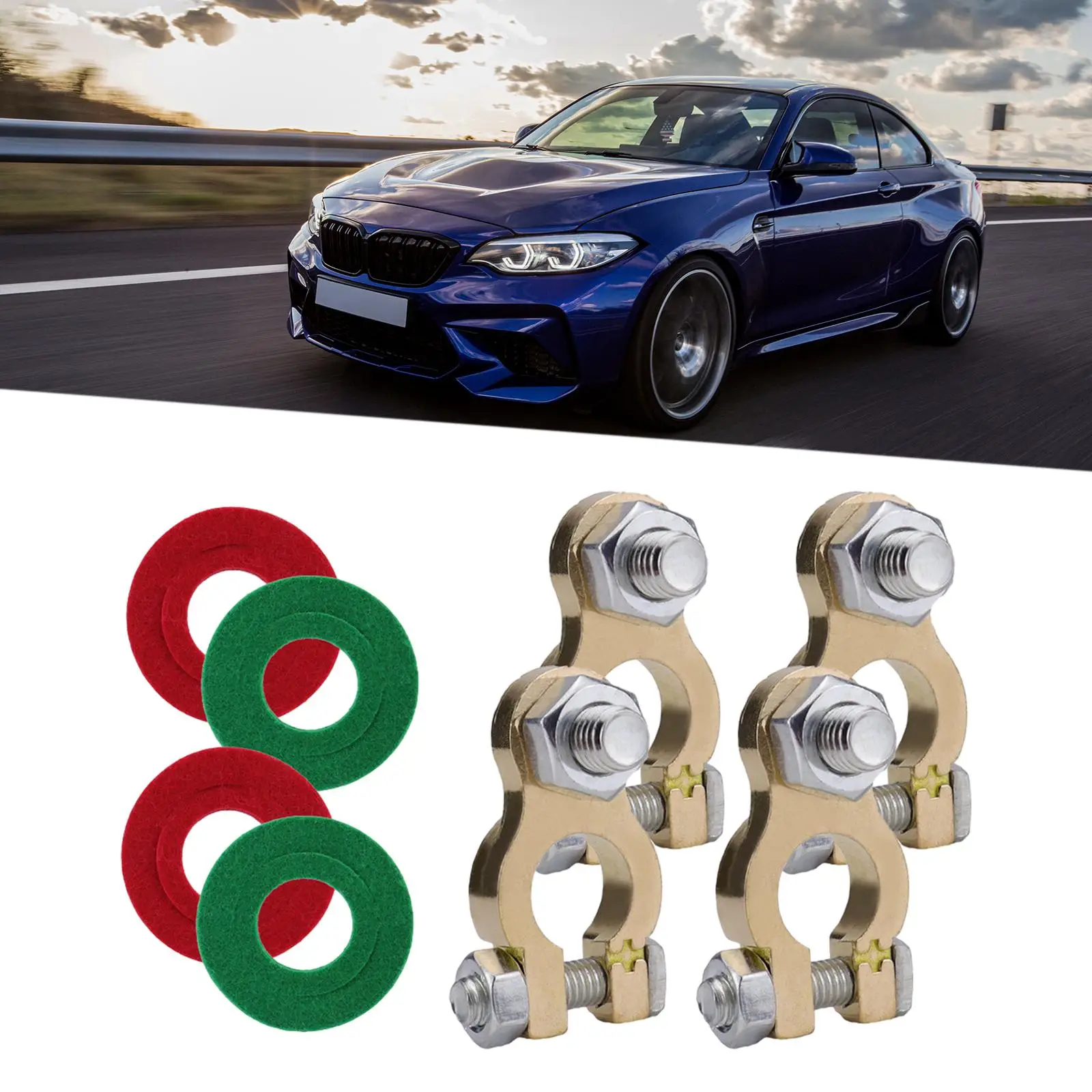 

Terminal Connector Heavy Duty M8 Pure Copper Top Post Car Battery Quick Connect for Automotive Marine RV Use