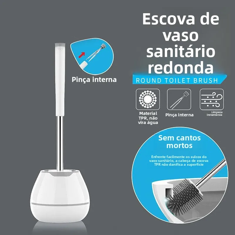 壁掛け式トイレブラシ-シリコン製-死角なし-浴室掃除セット-ロングハンドル-プラスチック素材-家庭用トイレツール