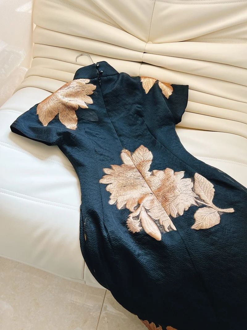 Ele Bla Dr Abito da donna retrò cinese Sle Faion Sensation di alta qualità in fibra di poliestere