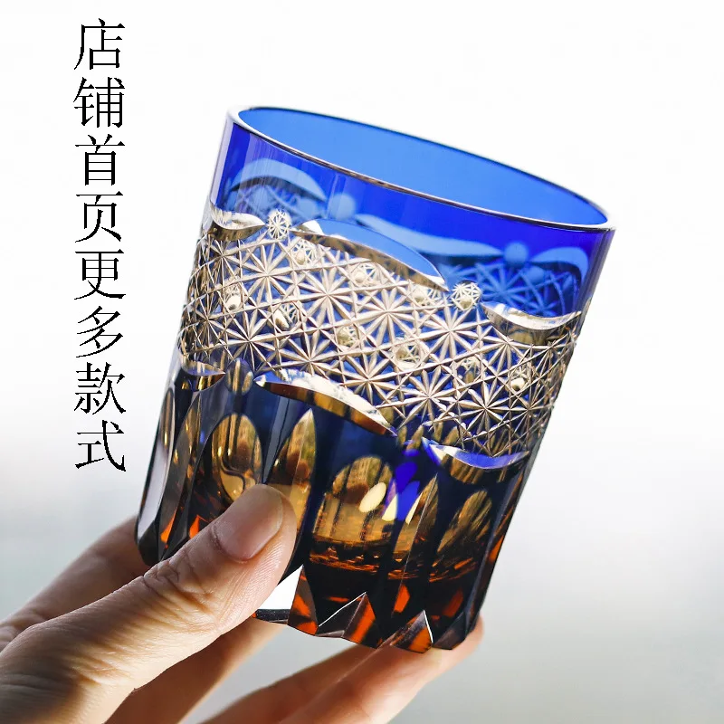 

Японский хрустальный стакан для виски в стиле Эдо, ручной работы, с резьбой, Riwei Dawning, нишевая модель Locke Cup
