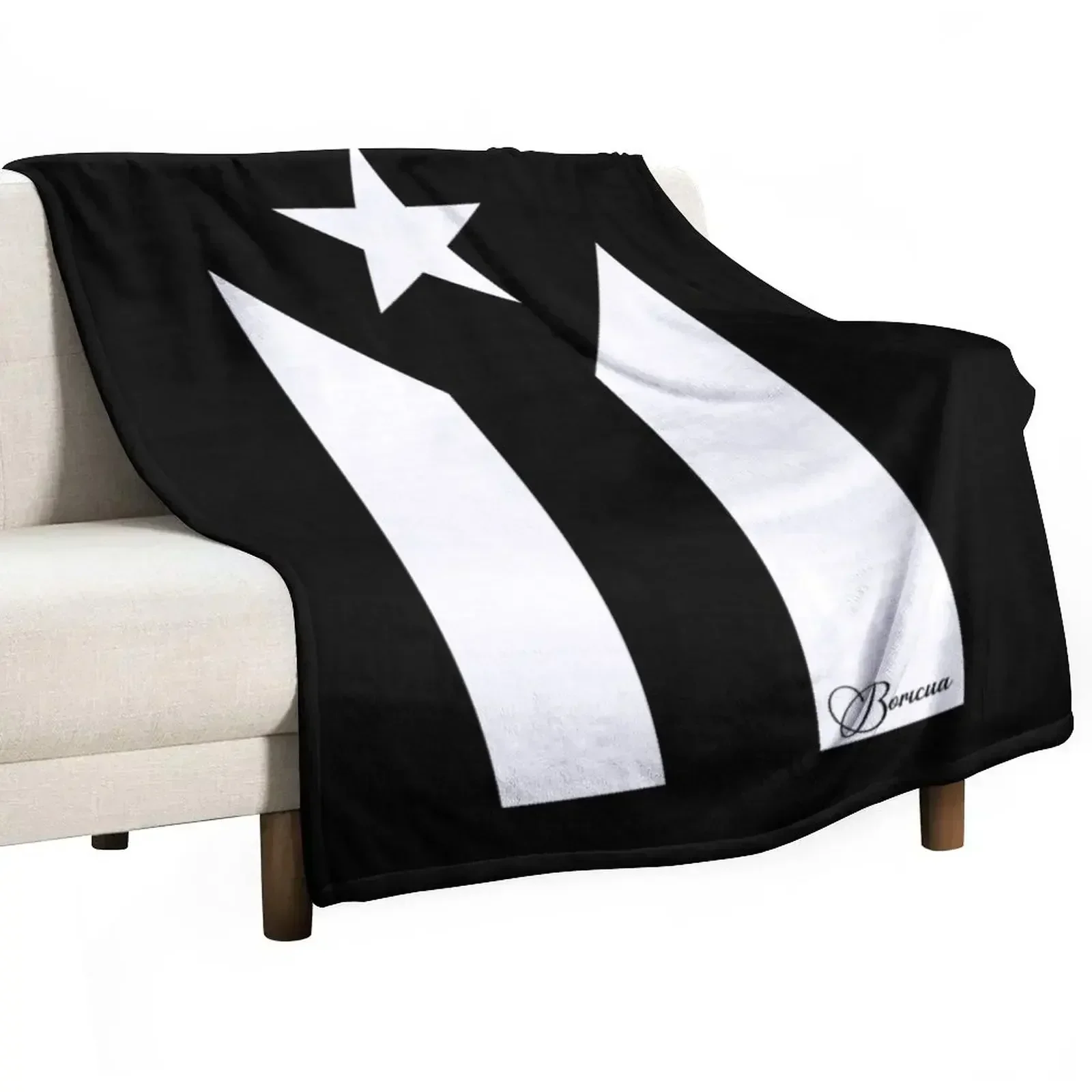 Black Puerto Rican Flag Throw Blanket Decorative Throw warm for winter Kid'S sofa bed For Sofa Thin heavy to sleep Blankets