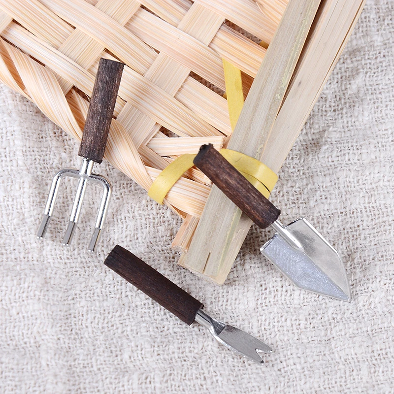 1:12 인형 집 미니어처 장난감, 미니 도자기 삽, 정원 도구, 3 개