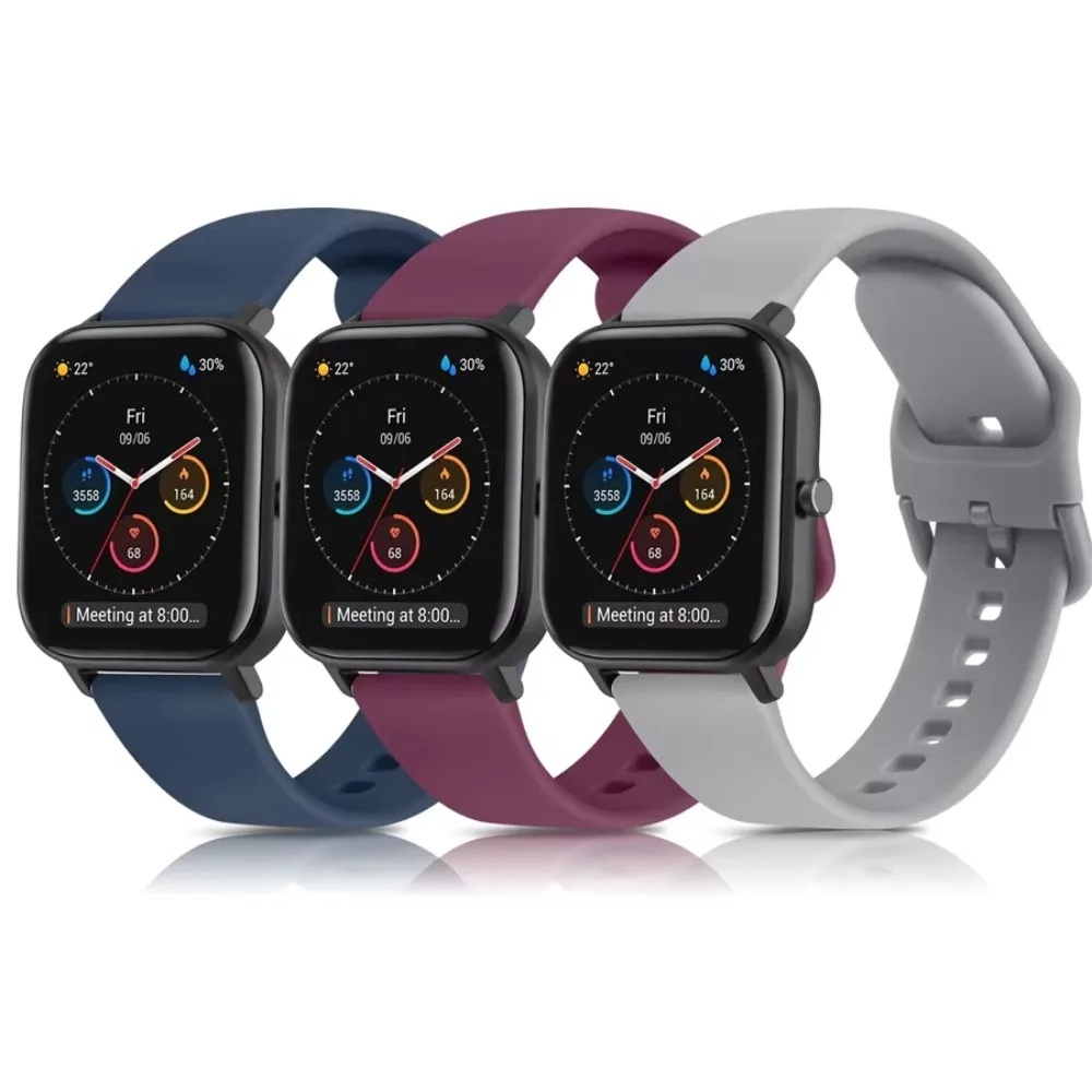 Sport Silicone Band with Buckle for Amazfit GTS 4 3 2 2e Mini, Bip U S Lite, 20/22mm for GTR 4 3 Pro 2 2e, Galaxy Watch 5 4, Gym