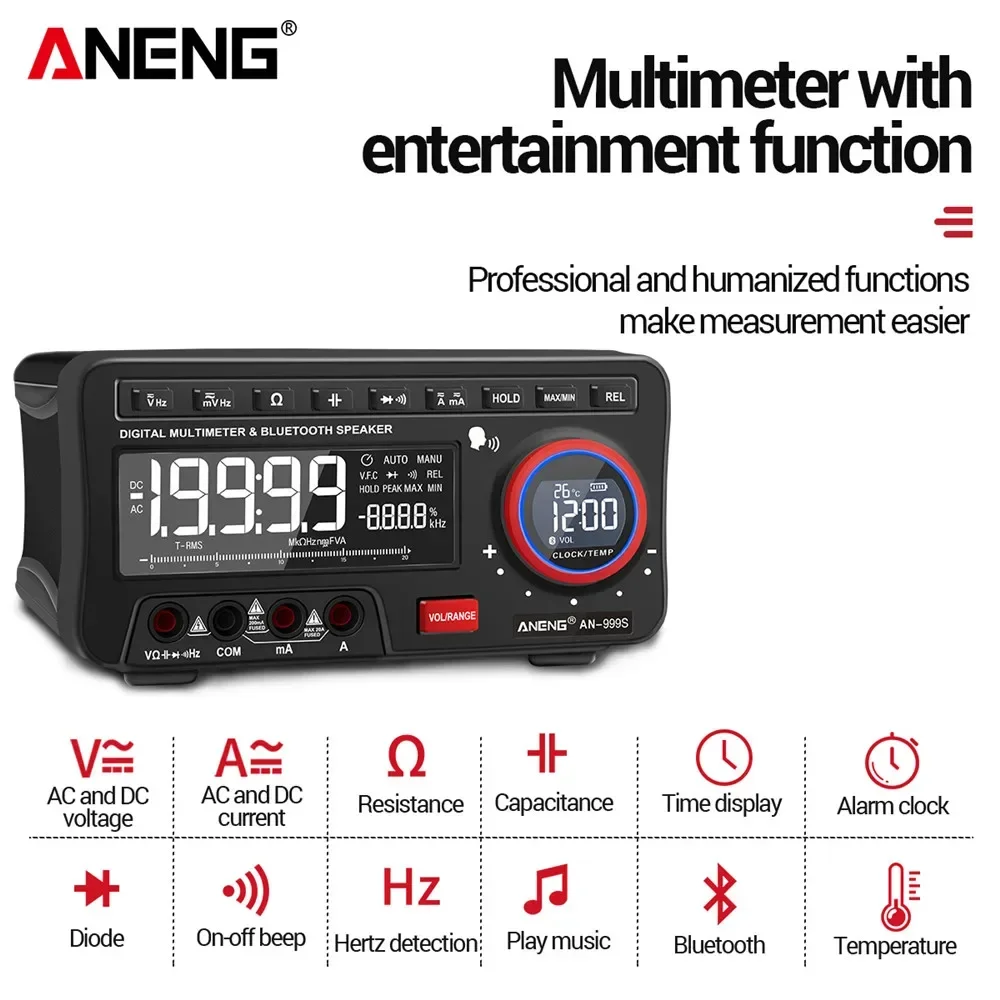 ANENG AN999S Bench Voice Multimeter Bluetooth Tester 19999 Counts Profesional Digital True Rms Autorange Transistor Tool Meter