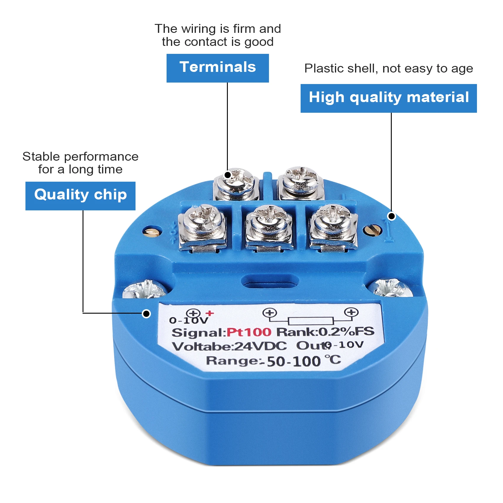 A44TRTD PT100 Temperature Transmitter DC24V Minus 50 ~ 100 degree Output 0-10V