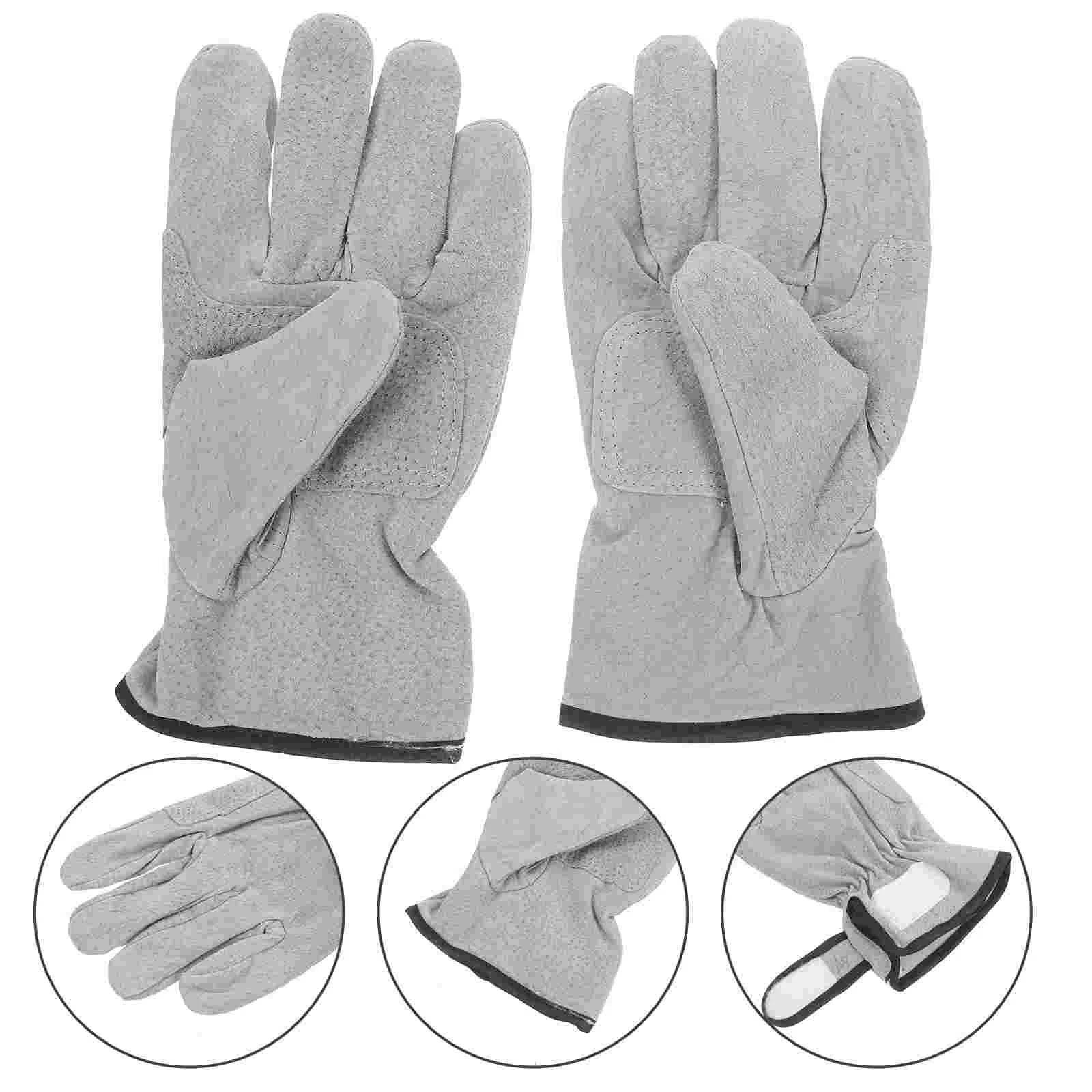 Short Welding Gloves Child Men Pulley Cloth Household Air Fryer Fire Mitten for Wood Burners