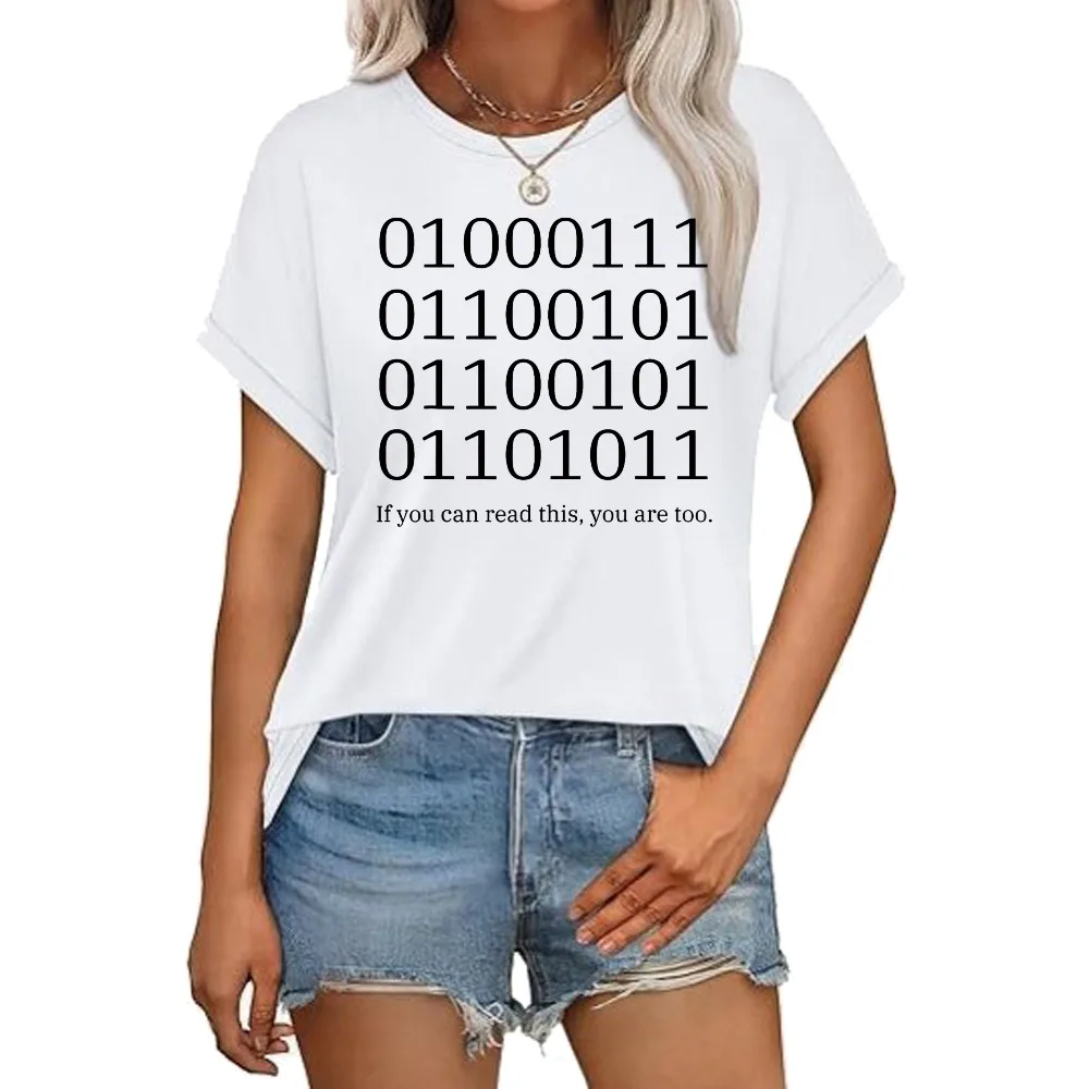 Binary Code - Funny Computer Science Programmer T-Shirt Short Sleeve Casual Fashion Loose Harajuku Cotton Man Women Tees