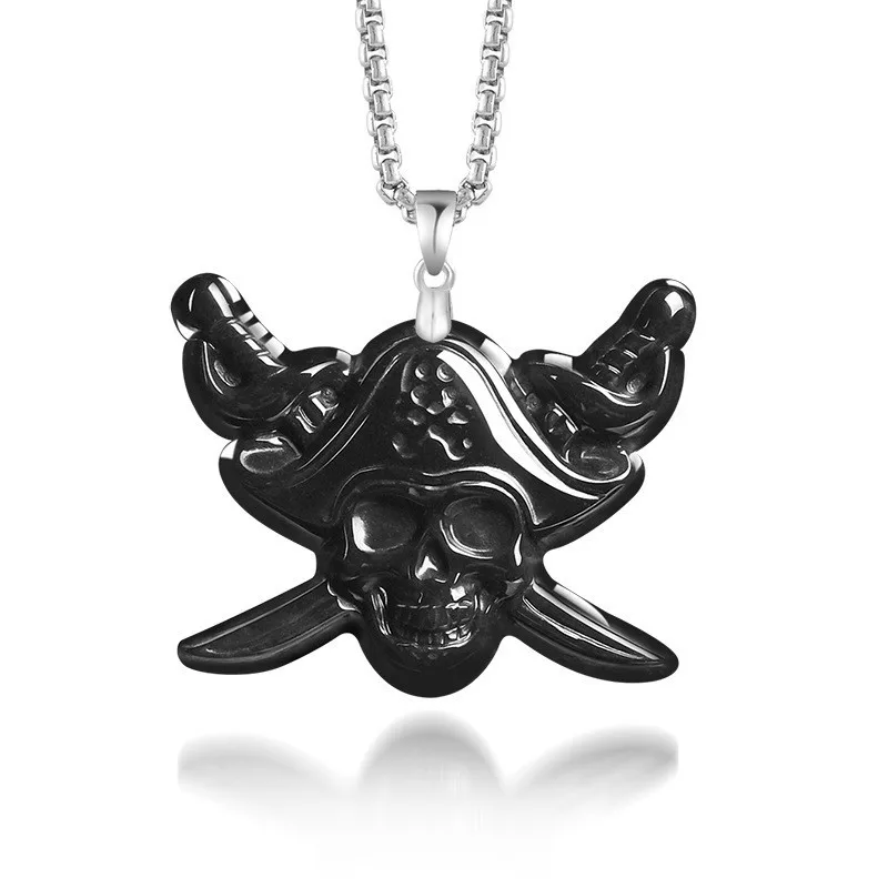 

Myanmar Jadeite Skull Pendant Necklace Luxury Natural Jewelry Vintage Gemstone Designer Real Jade 925 Silver Gifts for Women