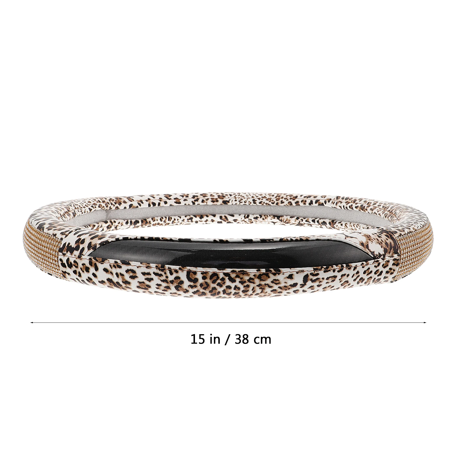 

1 pc Shiny Steering Wheel Cover Leopard Pattern Rhinestones Anti-Slip Pu Car Interior Accessory Auto Supplies Decorative Wheel