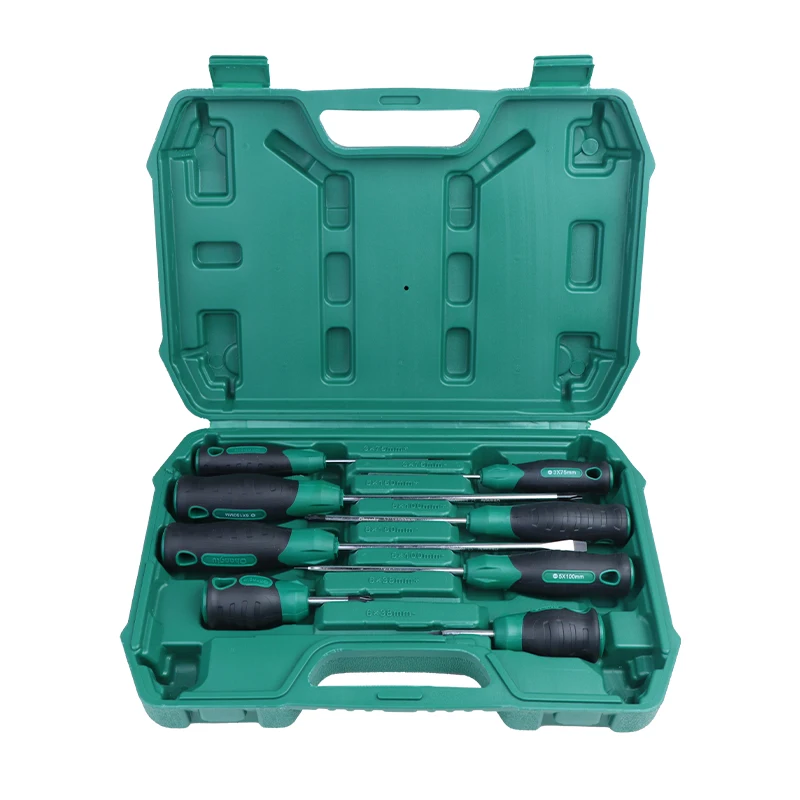 

Набор магнитных отверток из 8 предметов, набор отверток из стали CR-V с плоским/крестовым шлицем и футляром для хранения, двухцветная эргономичная рукоятка для дома