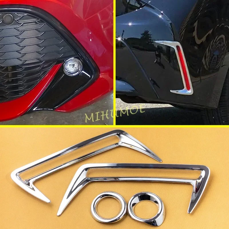 

4Pcs Chrome Front Rear Bumper Reflector Fog Light Cover Decoration For 2019 2020 2021 2022 Toyota Corolla Hatchback Sport