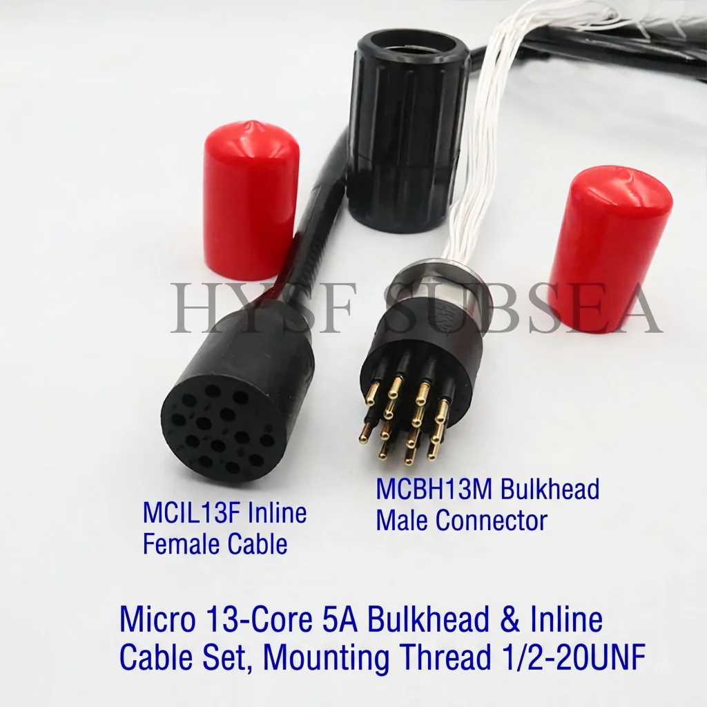 SUBSEA MCBH13M MCIL13F 13-Pin Micro Wet Mate Underwater Connector 5A Male Bulkhead Female Inline Cable ROV AUV Power PCB