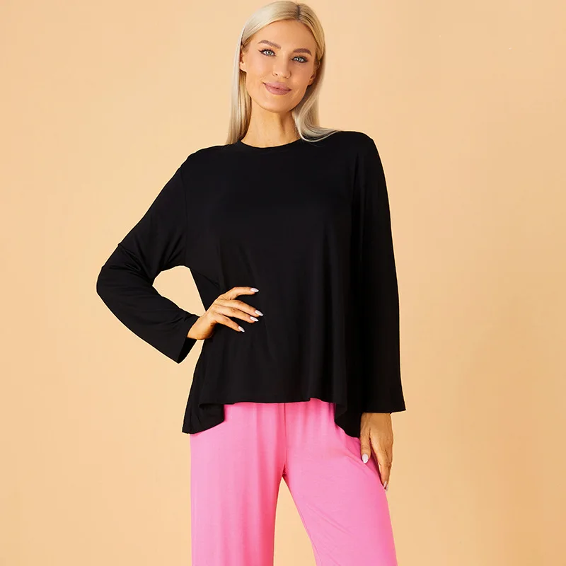 

Lady's Loungewear Color Block Round Neck Pullover Long Sleeve Pajamas Sets Comfort Fit Pants All Seasons Casual Homewear 2pcs
