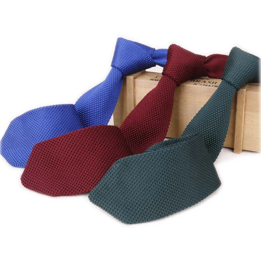 Men's Knitted Tie Narrow Version 7cm Pointed Woolen Extended Tie Business Leisure Wedding Gift Trend