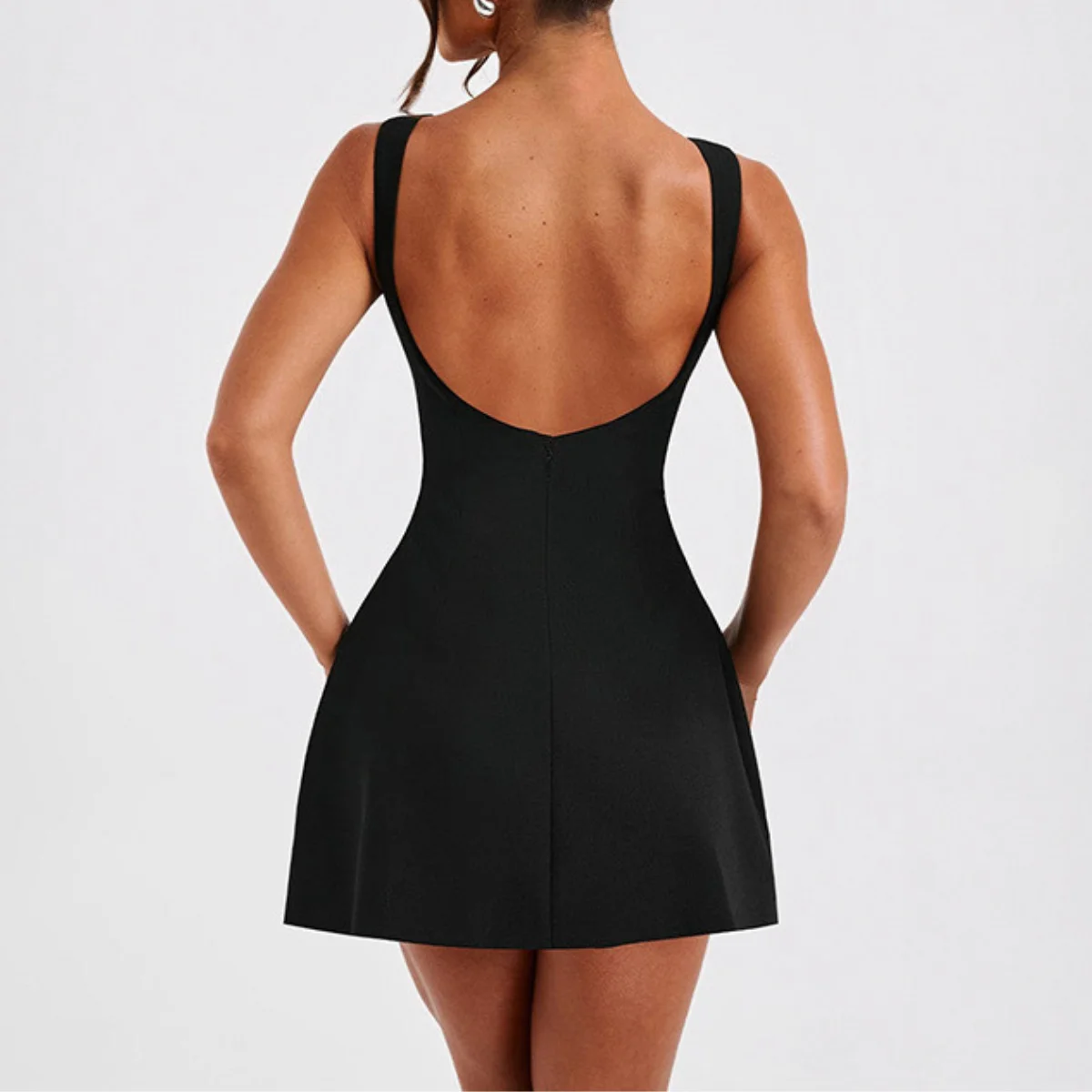 White A-Line Dresses Woman Elegant Evening Party Mini Dress Fashion Solid Sexy Backless Bodycon Waist Wrap Short Vestidos Summer