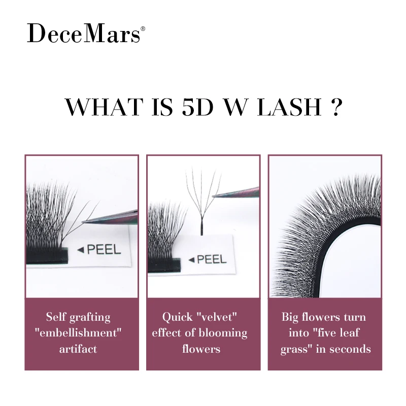 DeceMars 5D W-vorm Premade Wimper Extensions Clusters Natuurlijke Zachte Volume Lash Extension Supplies Gemakkelijk Fanning Valse Wimpers