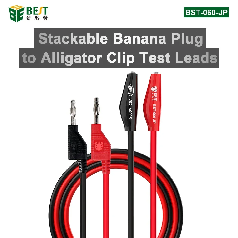 BST-060-JP Multimeter Test Leads Kit 4mm Lantern Plug Power Test Wire Stacked Lantern Banana Plug Public to Public Test Cable