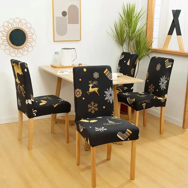 2/4/6 PCS Christmas Chair Covers Dining Room Stretch Seat Protector Chair Covers for Kitchen Office Hotel Banquet Ceremony Party