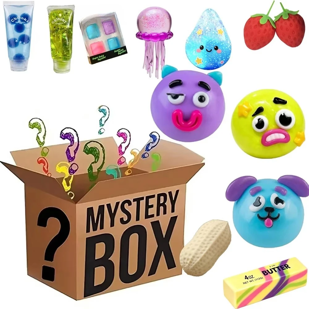 Mini Kawaii Squish Mystery Box Random Soft Squeeze Toy Anxiety Relief Fidget Sensory Toys Kids Adults Party Favor Gifts