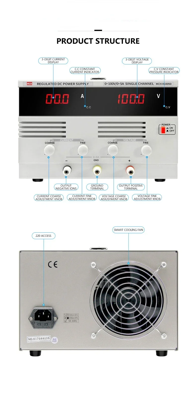 High-power Digital แสดงผล แรงดันไฟฟ้าคงที่ DC Power Supply 0-60V 80V 100V 120V 150V/0-10AHot ขายราคาถูกและ Fine