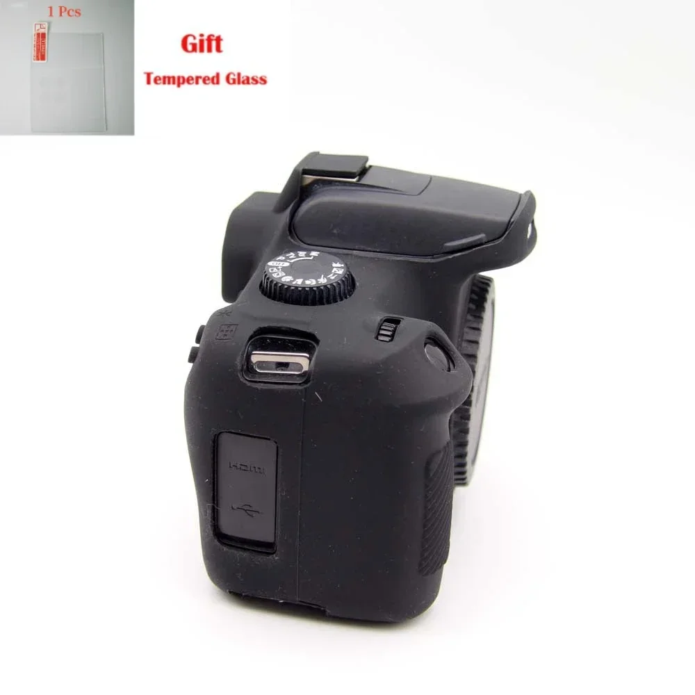 Funda Protectora de Silicona Suave Antidesgaste para Cámara DSLR Canon 3000D 4000D con Lámina Templada Gratis