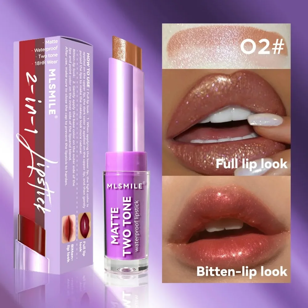 2 in 1 Matte Lipsticks Liquid Lip Glaze Velvet Sexy Lipsticks Single Head Lip Make Up Lasting Waterproof Dark Red Nude Wholesale