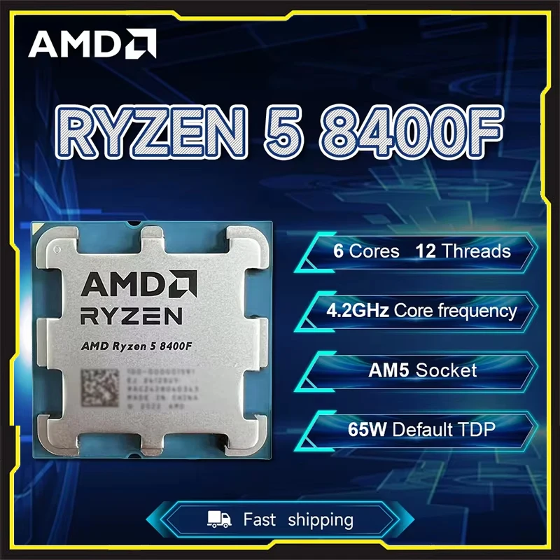 

High Performance AMD R5 8400F Bare Chip 4nm 6C12T 16MB Large L3 Cache 65W Energy Saving AM5 Tray CPU No Stock Cooler For Custom