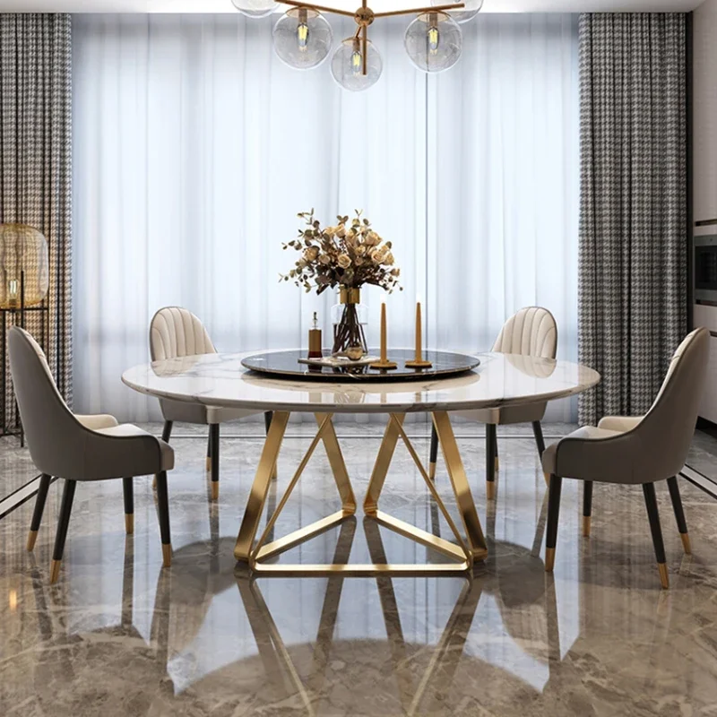 Minimalist Luxury Dining Room Furniture Dining Room Table And Chairs Marble Table Dining Sets Furniture With Lazy Susan