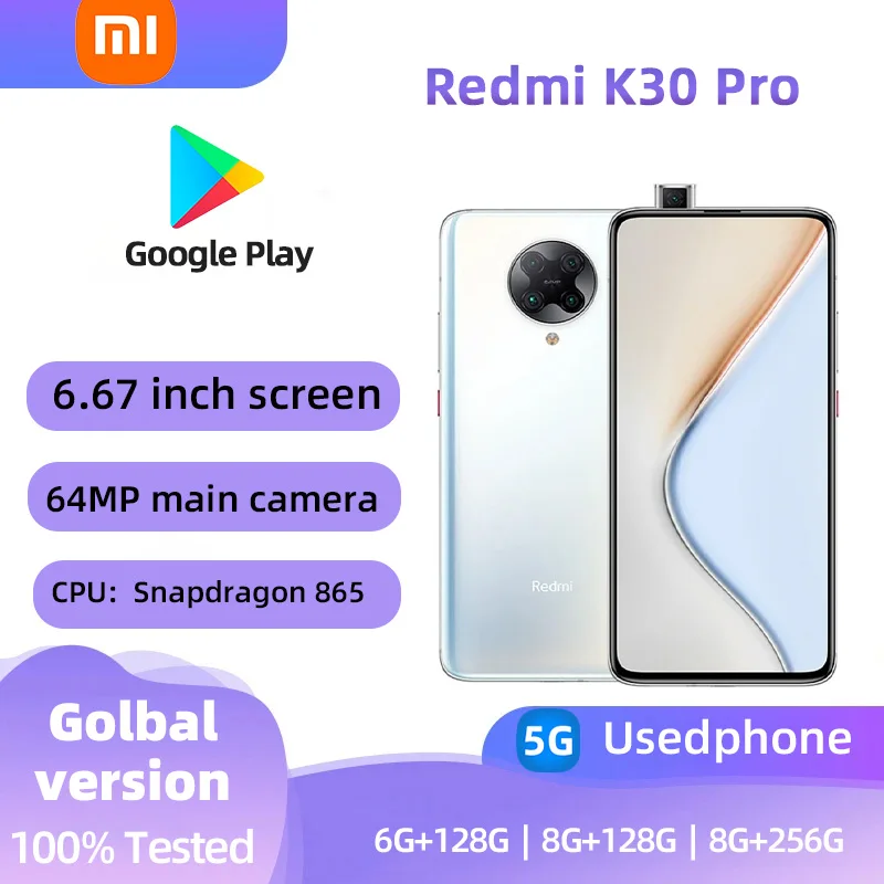 Xiaomi Redmi K30 Pro 5G Android 6.67-inch RAM 6GB ROM 128GB Qualcomm Snapdragon 865 Used Phone