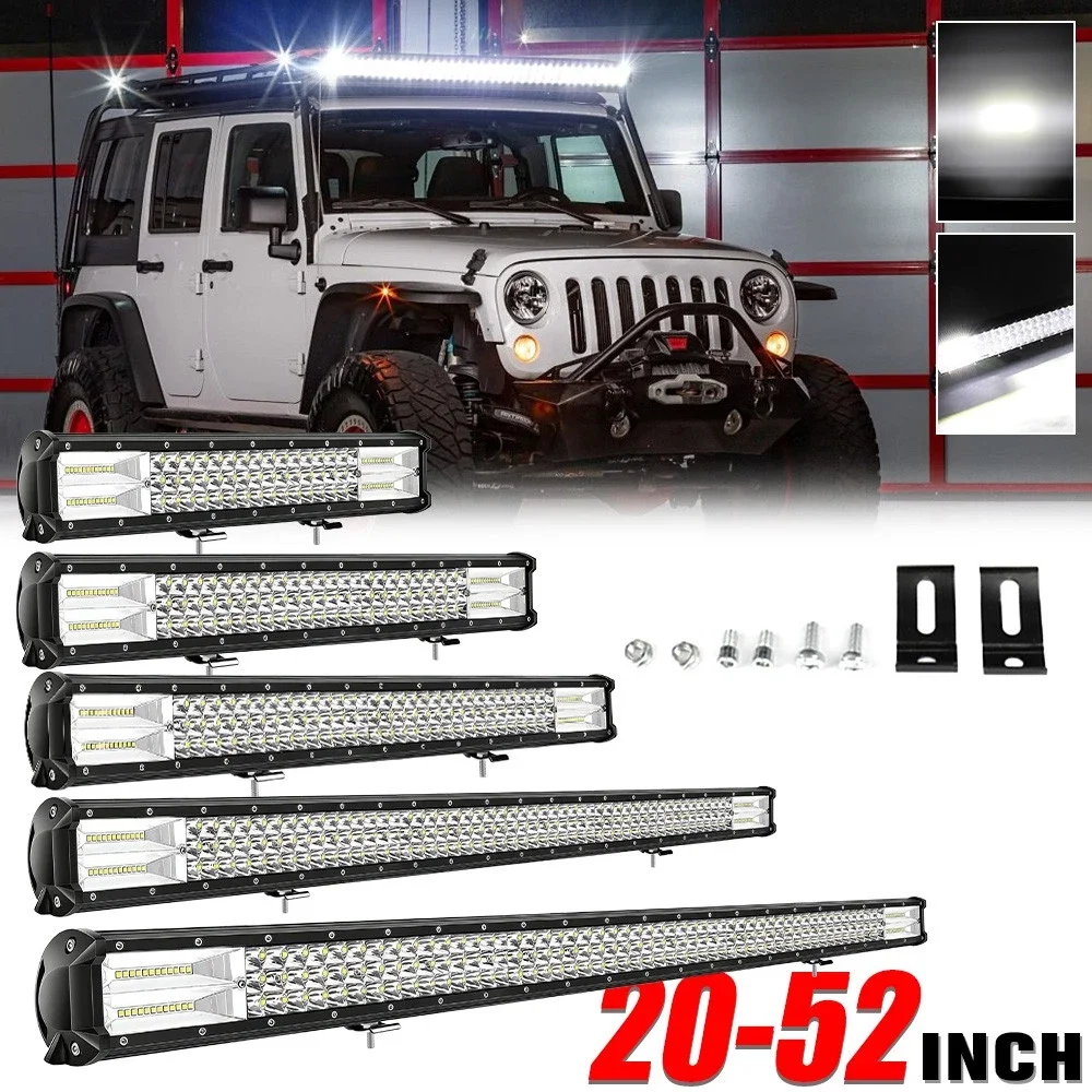 

MGLLIGHT Tri-Row 20 26 28 34 42 52'' Led Light Bar 6500K White Spot Flood Combo Driving Beam for 4X4 Offroad 4WD SUV Truck UTV 12V 24V