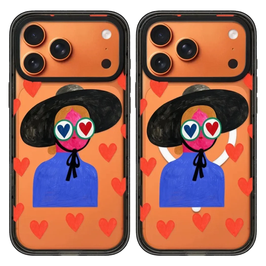 

heart eye Acrylic Black Border Magnetic Case: Compatible with IPhone 17 16 15 14 13 12 Pro Max 17 Air